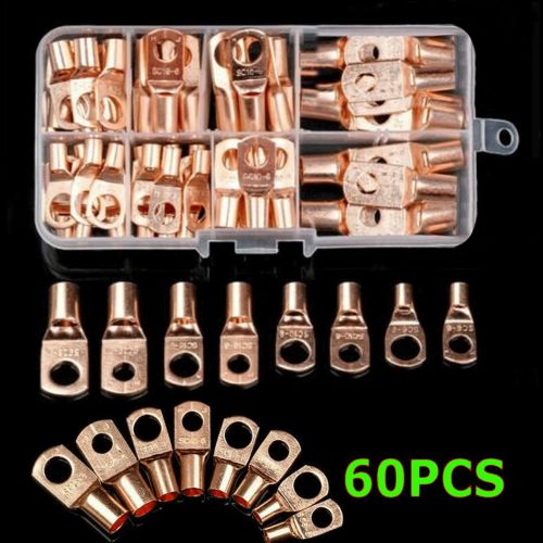 60Pcs Battery Bare Copper Ring Lug Terminals SC Battery Welding Connector Set Wire Gauge SC6-25 Kit 60Pcs Battery Bare Copper Ring Lug Terminals SC Battery Welding Connector Set Wire Gauge SC6-25 Kit