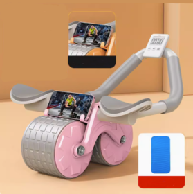 Beginner's Automatic Rebound Belly Wheel Fitness Equipment (Option: Flagship Pink)