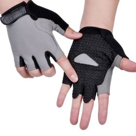 HOT Cycling Anti-slip Anti-sweat Men Women Half Finger Gloves Breathable Anti-shock Sports Gloves Bike Bicycle Glove (Color: Type A--Gray, size: S)