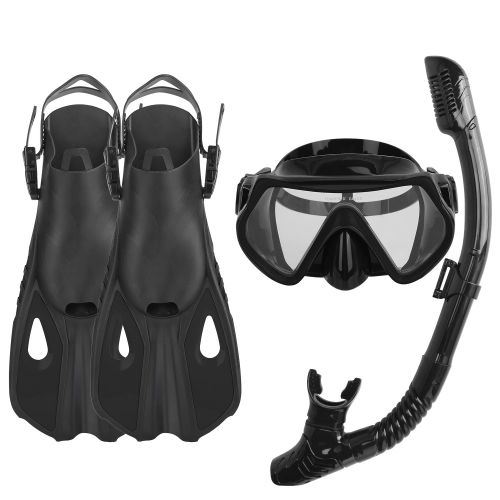Snorkeling Gear Mask Fin Snorkel Set with Diving Mask Dry Top Snorkel Adjustable Swim Fins for Swimming Snorkeling Travel Diving Snorkeling Gear Mask Fin Snorkel Set with Diving Mask Dry Top Snorkel Adjustable Swim Fins for Swimming Snorkeling Travel Diving