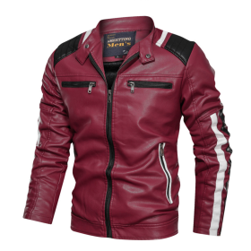 Mens Biker Jacket With Shoulder Details (Color: Red, size: S)