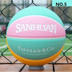 PU Indoor And Outdoor General Purpose Basketball For Children (Option: No.5 Yellow pink)