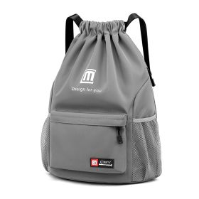 Travel Backpack Women's Large Capacity Travel Exercise Bag Drawstring Bag Drawstring Bag Oxford Waterproof (Option: Gray-S)