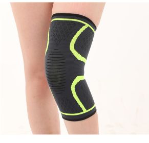 Double Corrugated Non-slip Stretch Keep Warm Nylon Needle Sports Kneecaps (Option: Green-S)