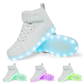 LED Lamp High-top Board Shoe Light Shoes Charging Dancing Shoes (Option: White-26)